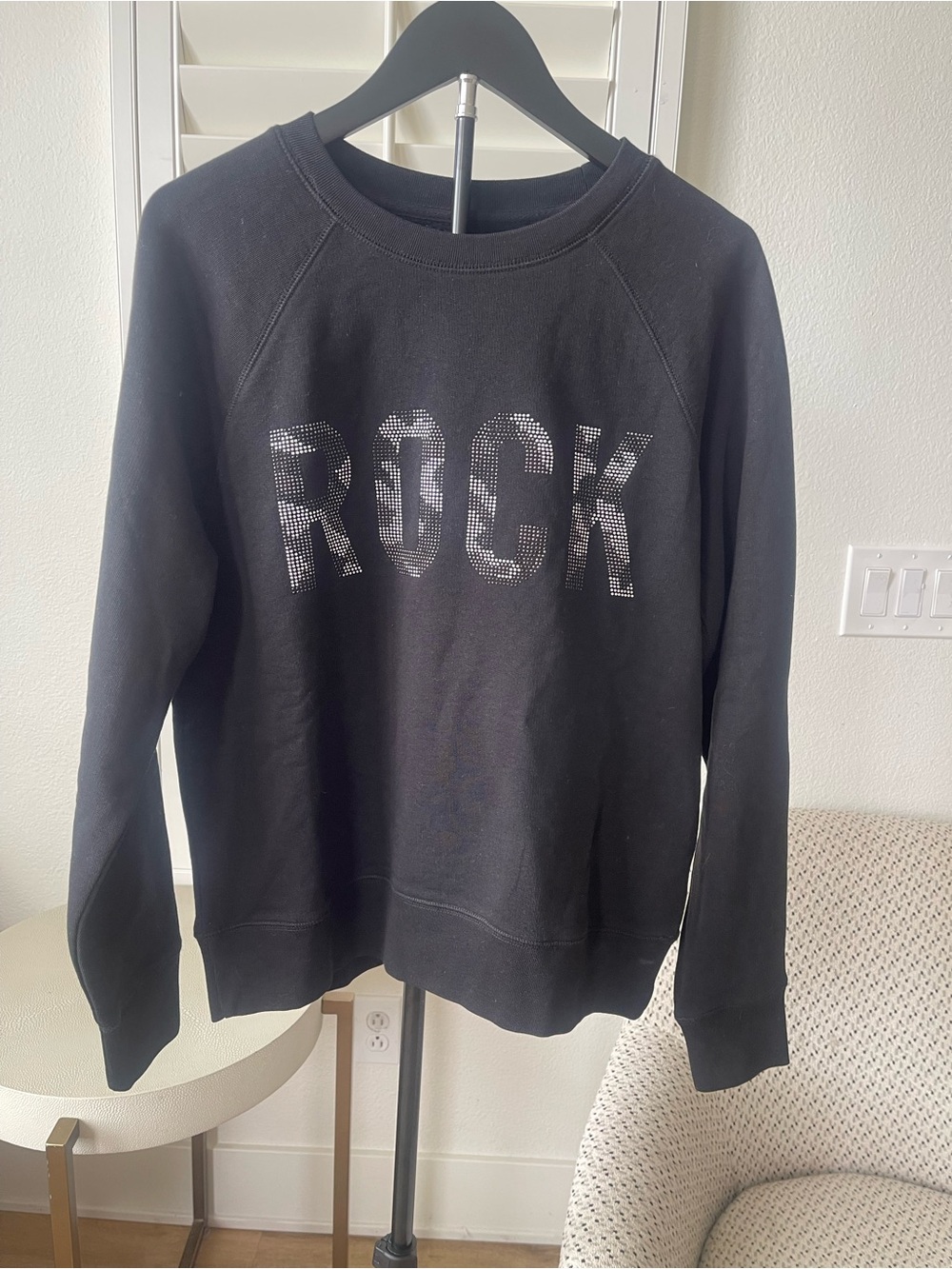 NWT ZADIG&VOLTAIRE Black Rhinestone 'ROCK' Sweatshirt sz Small
